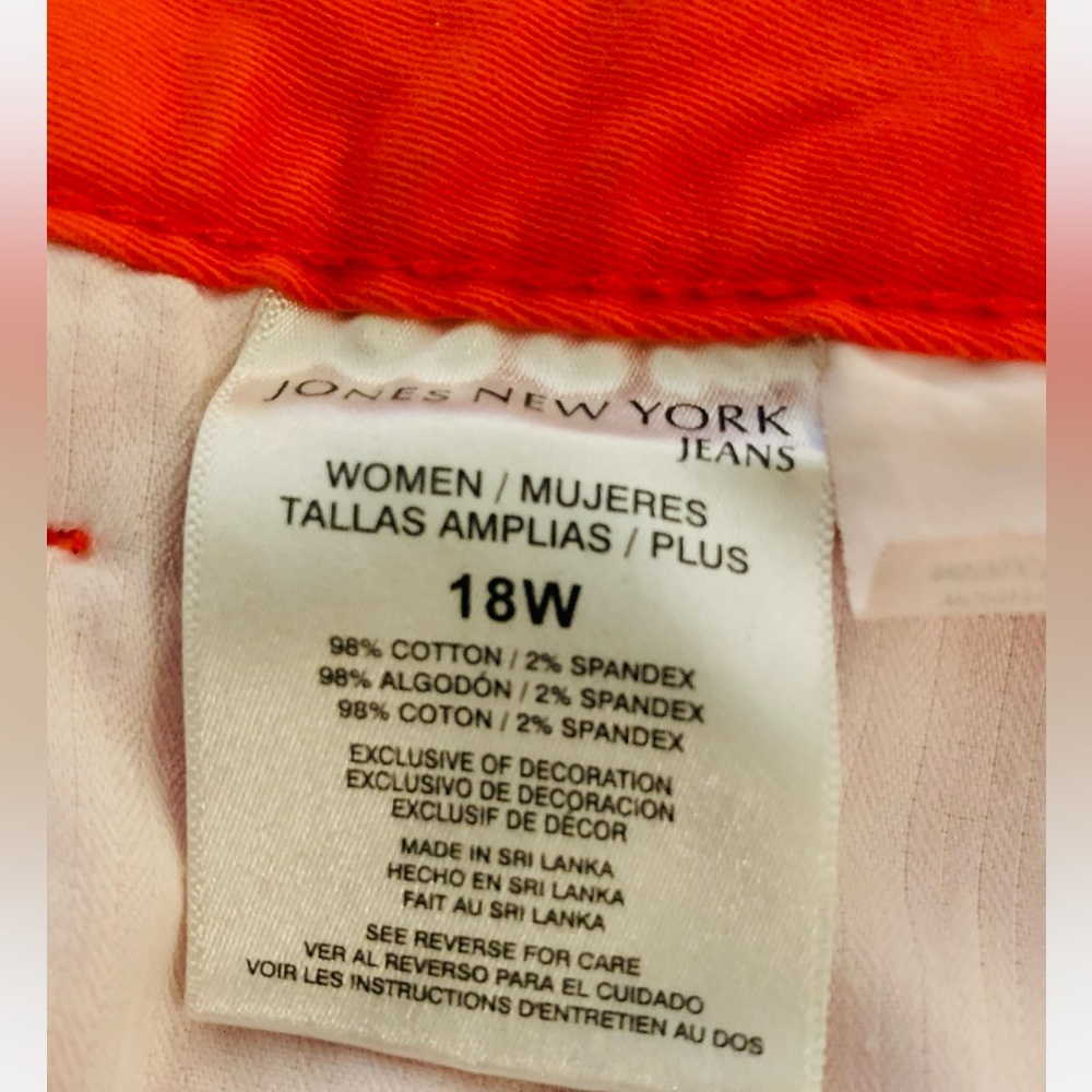 JONES NEW YORK JEANS Orange denim jeans with rhinestone pockets Soho Ankle Crop - Picture 5 of 5